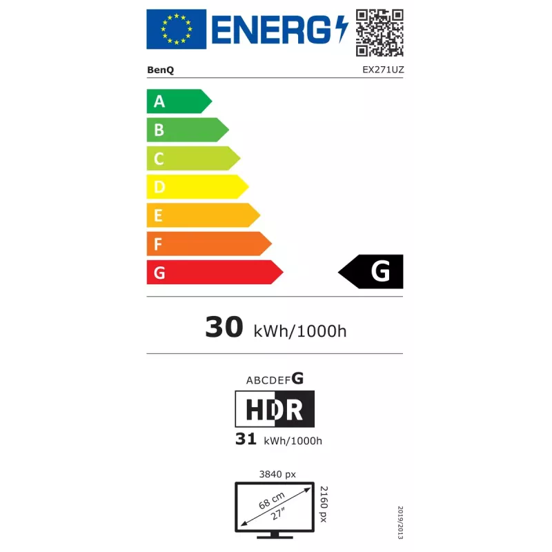 Monitor komputerowy BenQ EX271UZ 67,3 cm (26,5 cala) 3840 x 2160 pikseli 4K Ultra HD OLED Czarny, biały