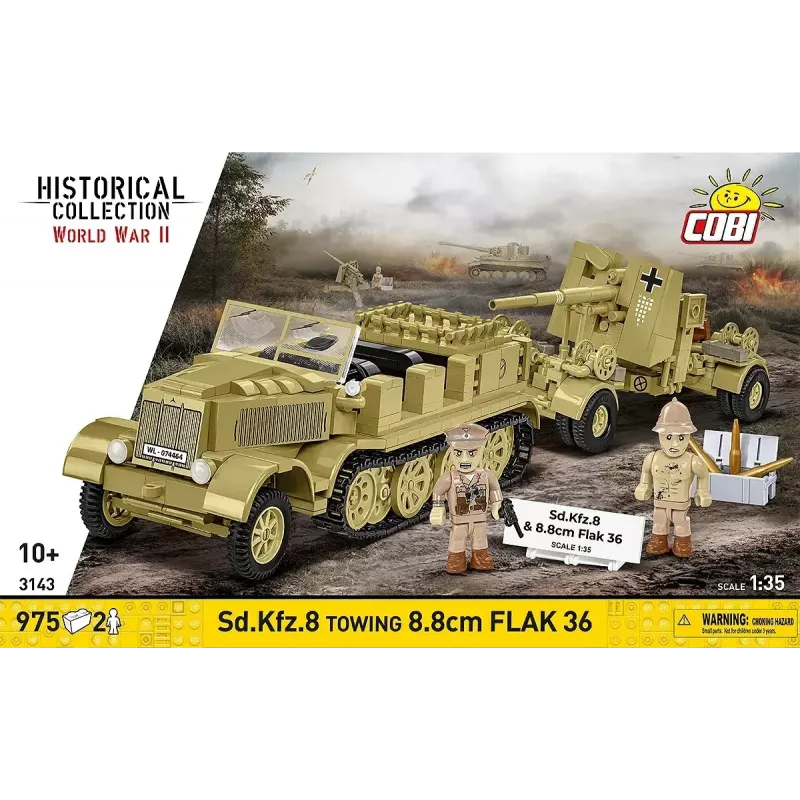 Zestaw konstrukcyjny Cobi Blocks Sd.Kfz.8 holujący 8.8 cm Flak 36, 975 elementów