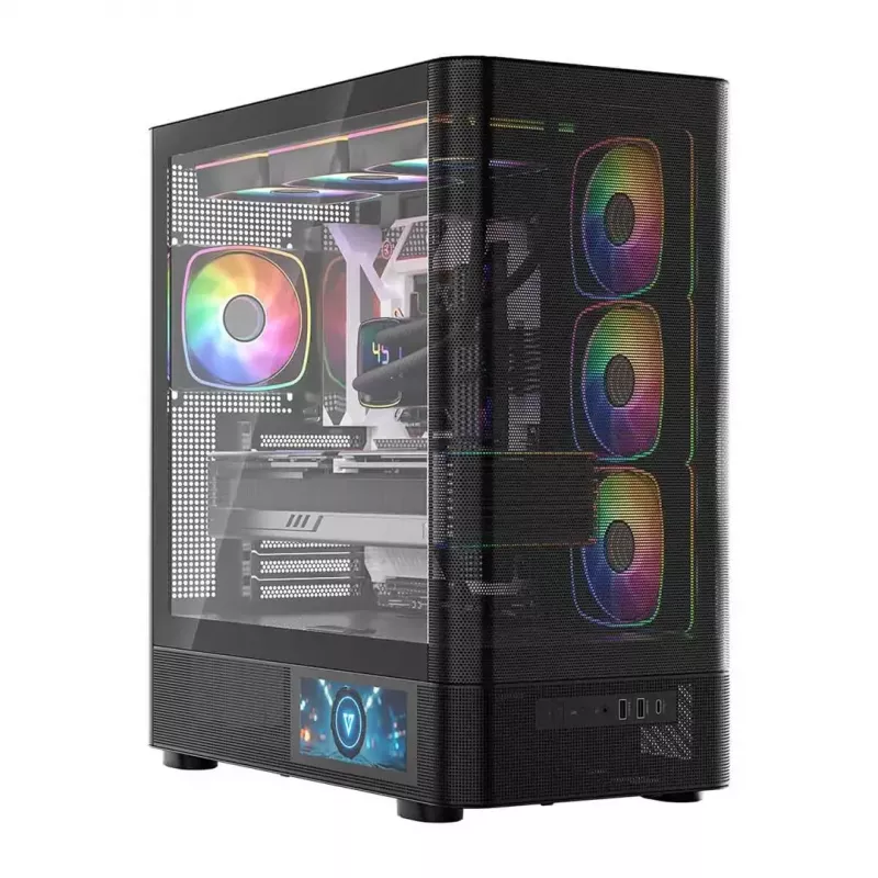 Obudowa komputerowa MODECOM VOLCANO AQ400 ARGB MIDI Czarna — MODECOM MC-A-AQ400-4FA-B