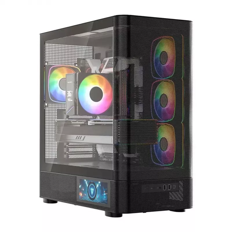 Obudowa komputerowa MODECOM VOLCANO AQ400 ARGB MIDI Czarna — MODECOM MC-A-AQ400-4FA-B