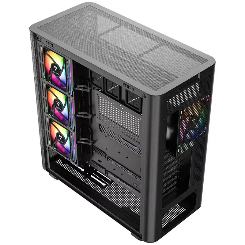 Obudowa komputerowa MODECOM VOLCANO AQ400 ARGB MIDI Czarna — MODECOM MC-A-AQ400-4FA-B