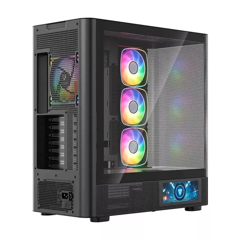 Obudowa komputerowa MODECOM VOLCANO AQ400 ARGB MIDI Czarna — MODECOM MC-A-AQ400-4FA-B