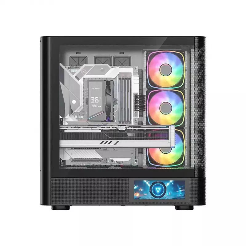 Obudowa komputerowa MODECOM VOLCANO AQ400 ARGB MIDI Czarna — MODECOM MC-A-AQ400-4FA-B