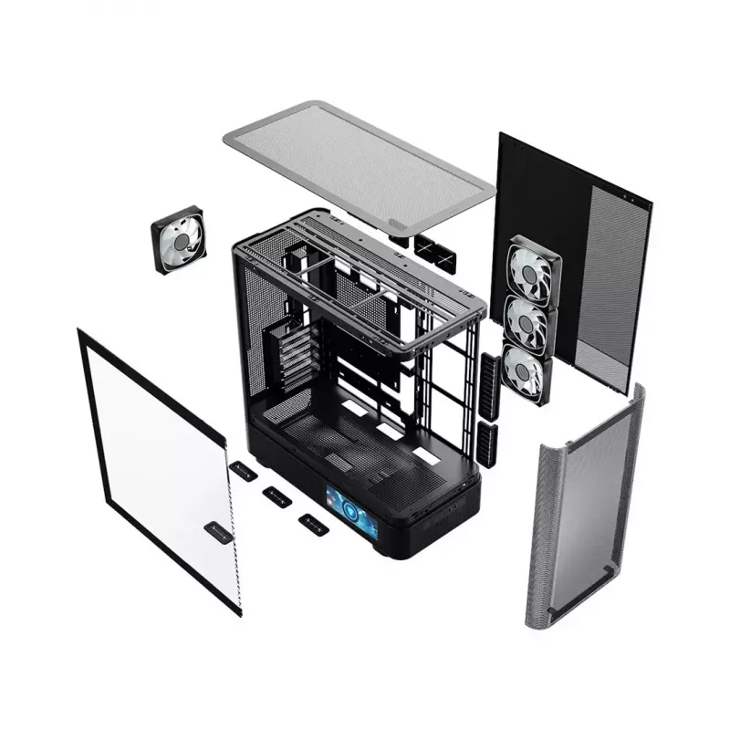 Obudowa komputerowa MODECOM VOLCANO AQ400 ARGB MIDI Czarna — MODECOM MC-A-AQ400-4FA-B