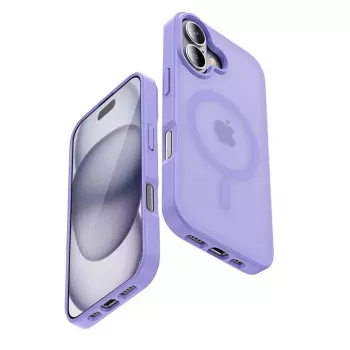 Crong Hybrid Matte Magnetic MagSafe etui do iPhone 17 — Półprzezroczysty Lawendowy, PC+TPU