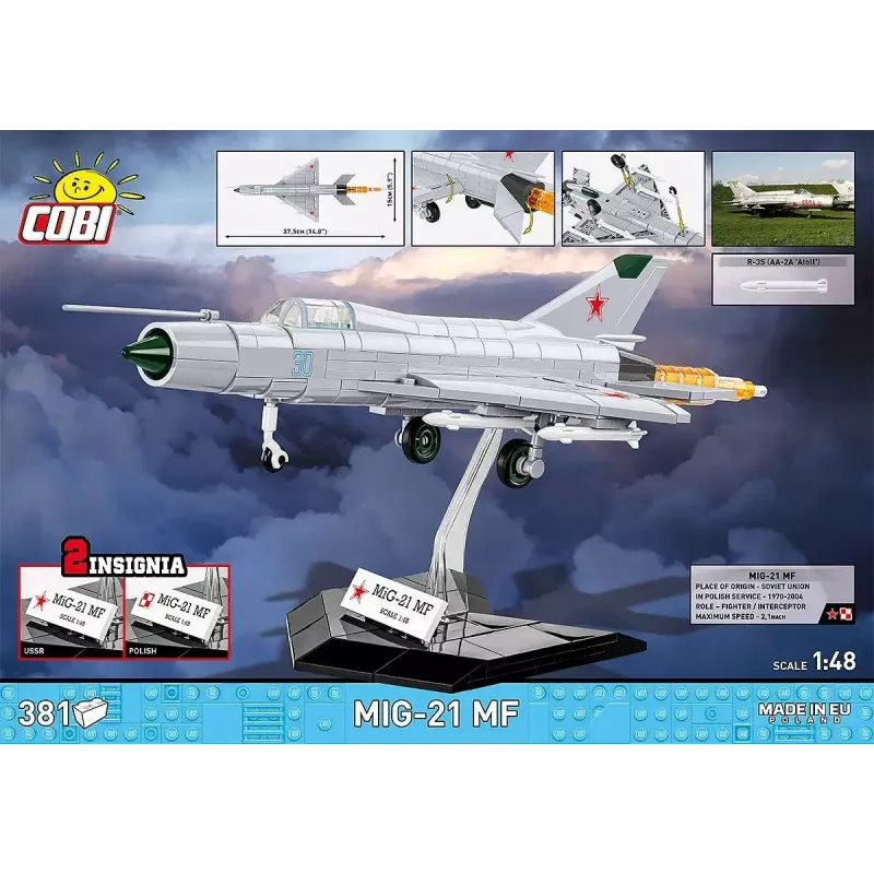 Klocki konstrukcyjne Cobi Mig-21 MF 381 klocków zestaw — model zabawki do złożenia
