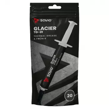 Pasta termoprzewodząca SAVIO TG-01 2G — przewodność cieplna 4,7 W/m·K, 2 ml, szary/czarny