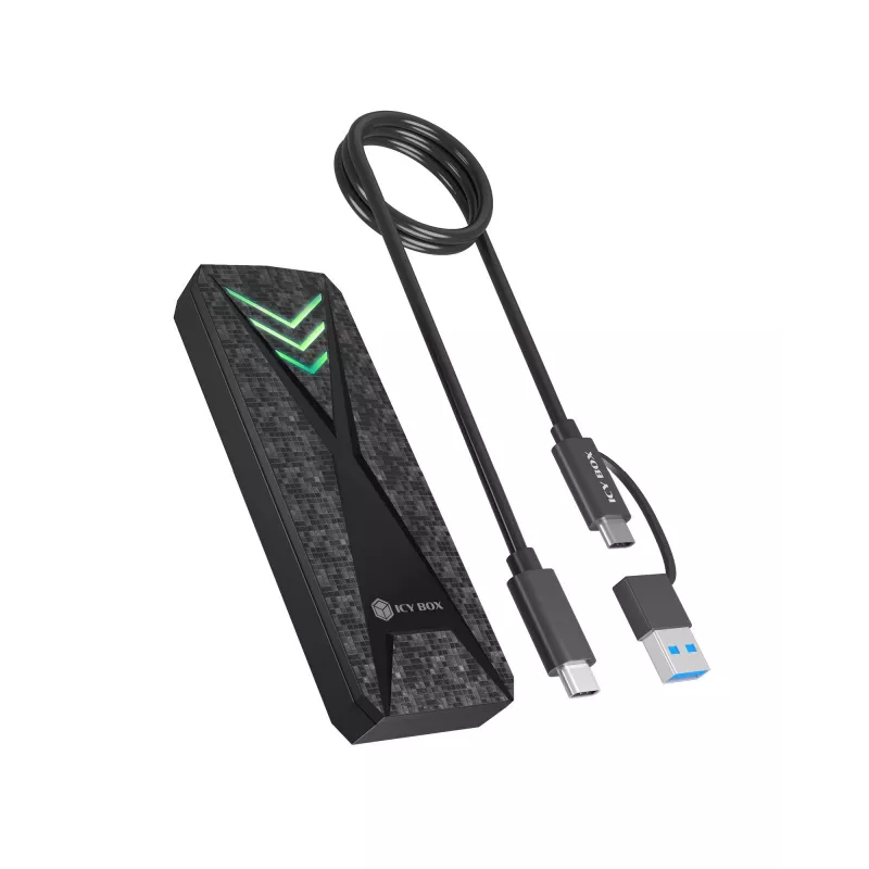 ICY BOX M.2 NVMe SSD enclosure with USB 3.2 Gen 2 Type-C and RGB light