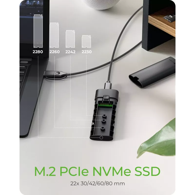 ICY BOX obudowa M.2 NVMe z USB 3.2 Gen 2 Type-C, obudowa SSD, M.2, PCI Express, 10 Gbit/s, Hot-swap, Czarny