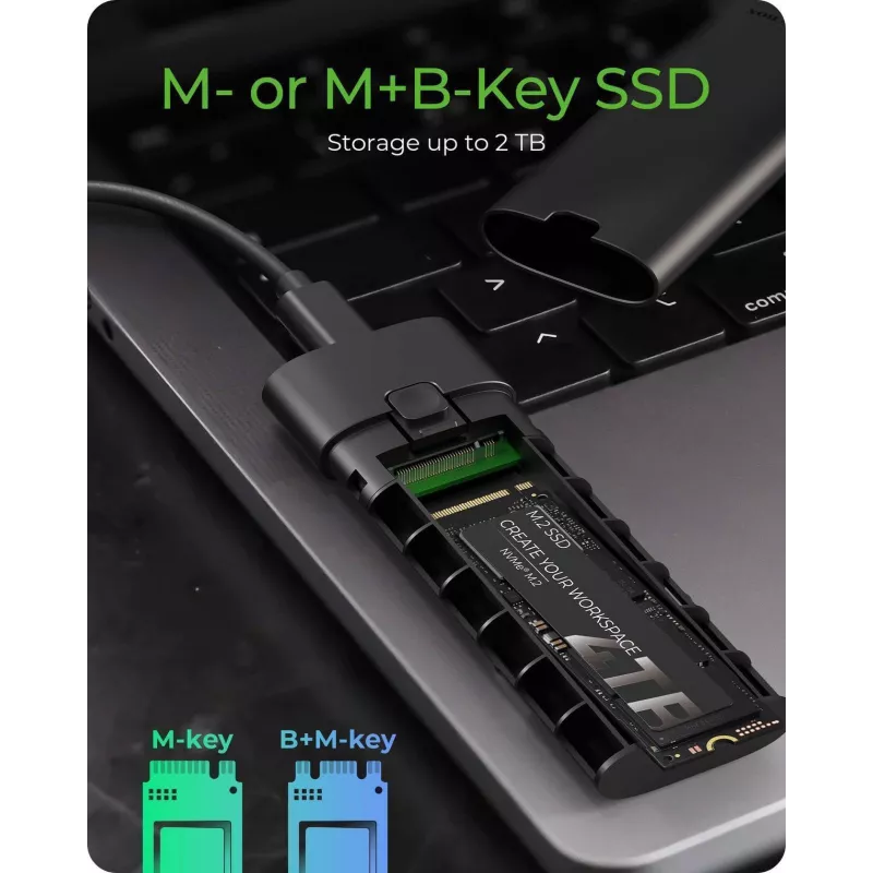ICY BOX obudowa M.2 NVMe z USB 3.2 Gen 2 Type-C, obudowa SSD, M.2, PCI Express, 10 Gbit/s, Hot-swap, Czarny