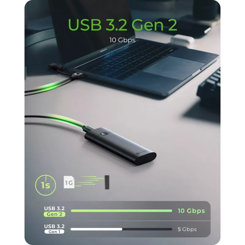 ICY BOX obudowa M.2 NVMe z USB 3.2 Gen 2 Type-C, obudowa SSD, M.2, PCI Express, 10 Gbit/s, Hot-swap, Czarny