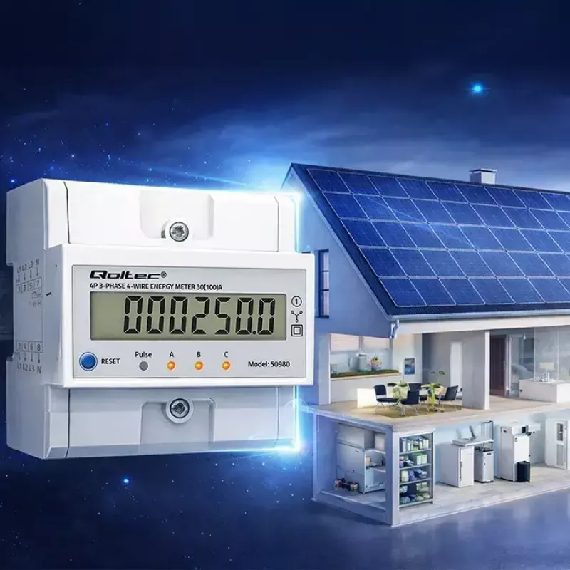 Trójfazowy licznik energii QOLTEC 50980 — 400 V, 100 A z resetem