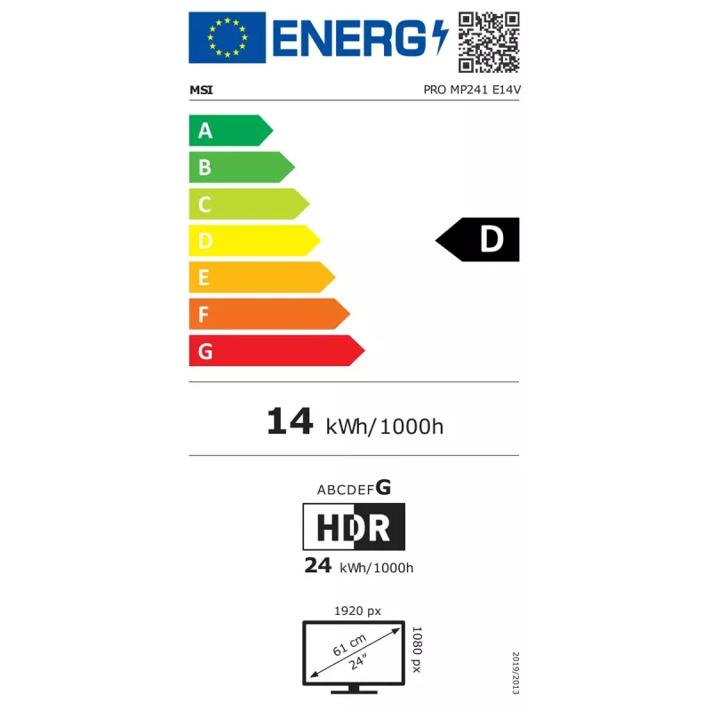 Monitor komputerowy MSI Pro MP241 E14V 23,8 cala (60,5 cm) Full HD 1920×1080 VA LCD, 4 ms, VESA, Czarny
