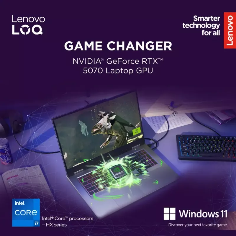 Laptop Lenovo LOQ 17IRX10 17,3 cala FHD IPS i7-13650HX 16GB DDR5 1TB SSD NVIDIA GeForce RTX 5060 8GB Windows 11 Home Luna Grey