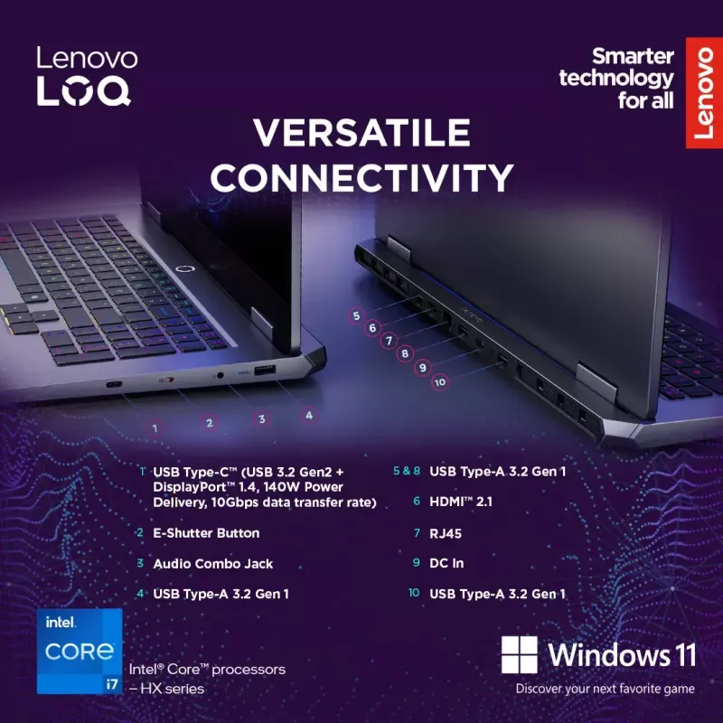 Laptop Lenovo LOQ 17IRX10 17,3 cala FHD IPS i7-13650HX 16GB DDR5 1TB SSD NVIDIA GeForce RTX 5060 8GB Windows 11 Home Luna Grey