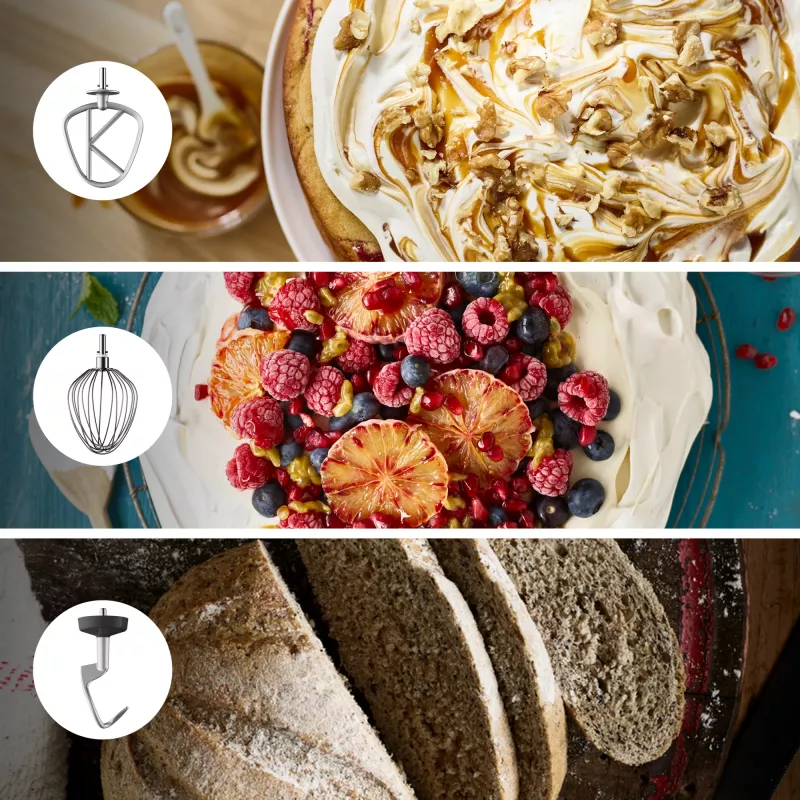Mikser stojący Kenwood Chef XL KVL4110S — 1200 W, misa 6,7 L ze stali nierdzewnej, obrót planetarny, blender, srebrny