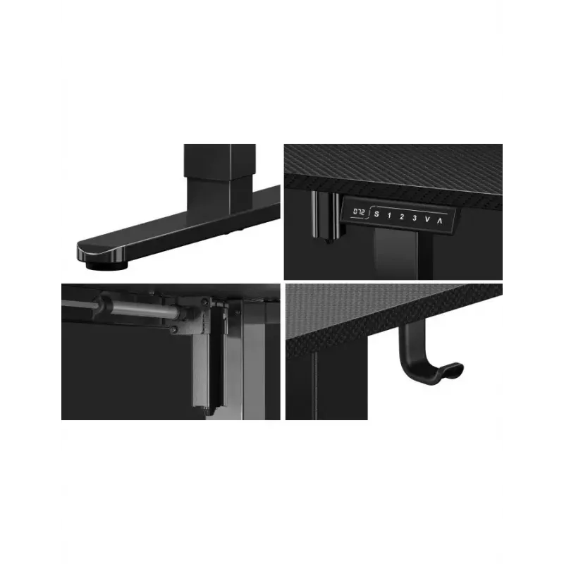 Proste biurko gamingowe Huzaro Hero 8.2 Czarny MDF prostokątny 1200x600 mm, regulacja wysokości 720–1180 mm, obciążenie 80 kg