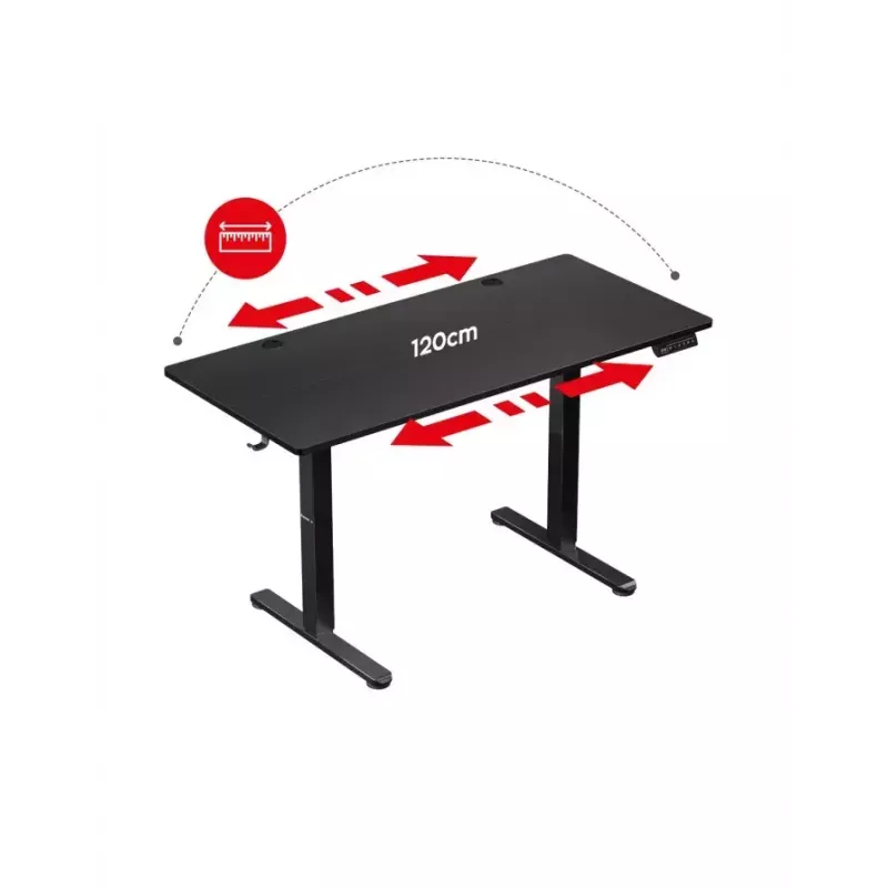 Proste biurko gamingowe Huzaro Hero 8.2 Czarny MDF prostokątny 1200x600 mm, regulacja wysokości 720–1180 mm, obciążenie 80 kg