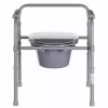 Folding toilet chair ANTAR with armrests, storage box, steel frame, adjustable height 35–50 cm, max load 120 kg, szary