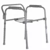 Folding toilet chair ANTAR with armrests, storage box, steel frame, adjustable height 35–50 cm, max load 120 kg, szary