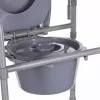 Folding toilet chair ANTAR with armrests, storage box, steel frame, adjustable height 35–50 cm, max load 120 kg, szary