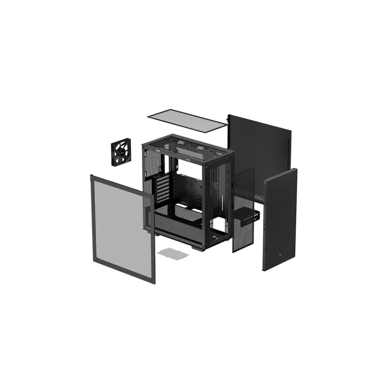 Obudowa PC DeepCool CH510 Midi Tower Czarna — hartowane szkło, microATX/ATX, obsługa chłodnic 360 mm z przodu/na górze, maks. GPU 38 cm, zasilacz na dole, 7 slotów rozszerzeń
