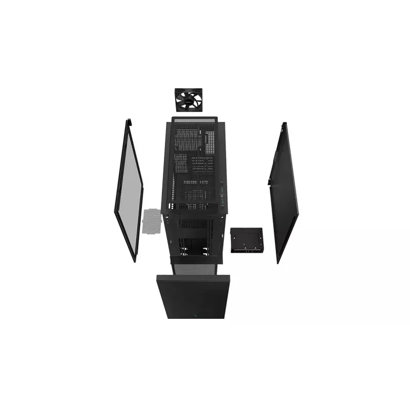 Obudowa PC DeepCool CH510 Midi Tower Czarna — hartowane szkło, microATX/ATX, obsługa chłodnic 360 mm z przodu/na górze, maks. GPU 38 cm, zasilacz na dole, 7 slotów rozszerzeń