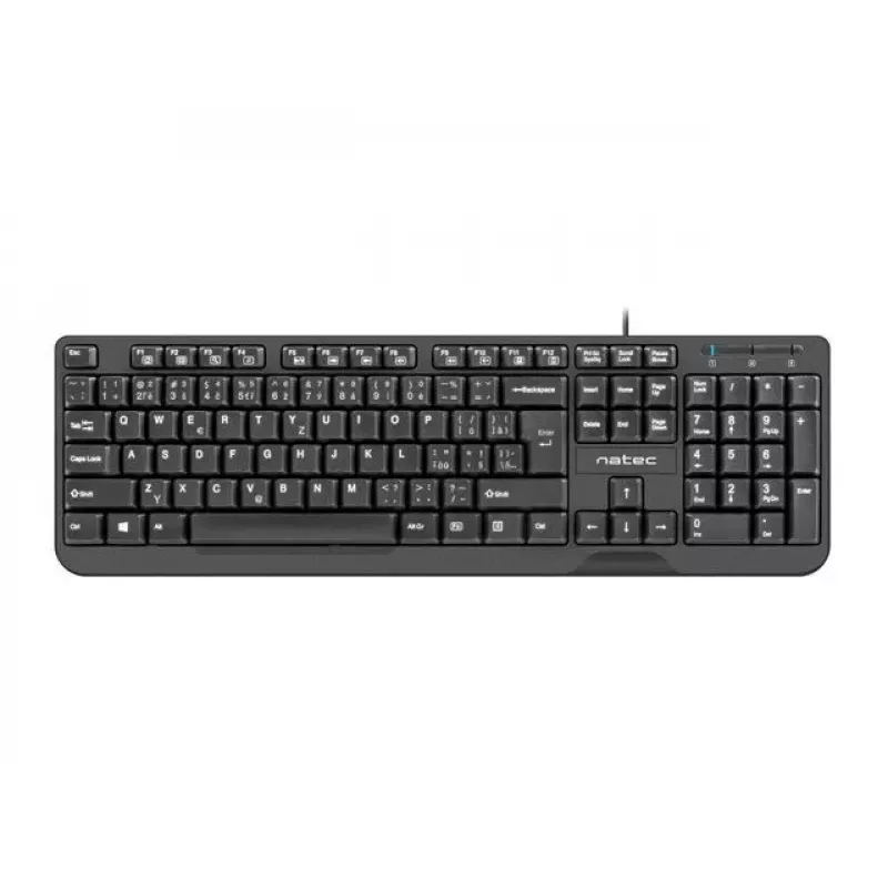Przewodowa Klawiatura USB NATEC NKL-1151 — Czarna, układ CZ-SK (słowacki), 104 klawisze, przewodowa USB, kabel 1,8 m