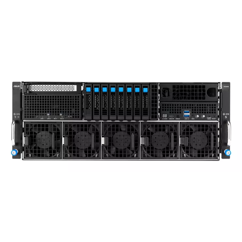 Serwer rack ASUS ESC8000A-E13 (4U) Srebrny — LGA 6096, AMD EPYC, DDR5, do 3 TB, 24 DIMM, 2× CPU, zasilacz 3200 W