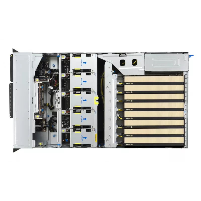 Serwer rack ASUS ESC8000A-E13 (4U) Srebrny — LGA 6096, AMD EPYC, DDR5, do 3 TB, 24 DIMM, 2× CPU, zasilacz 3200 W
