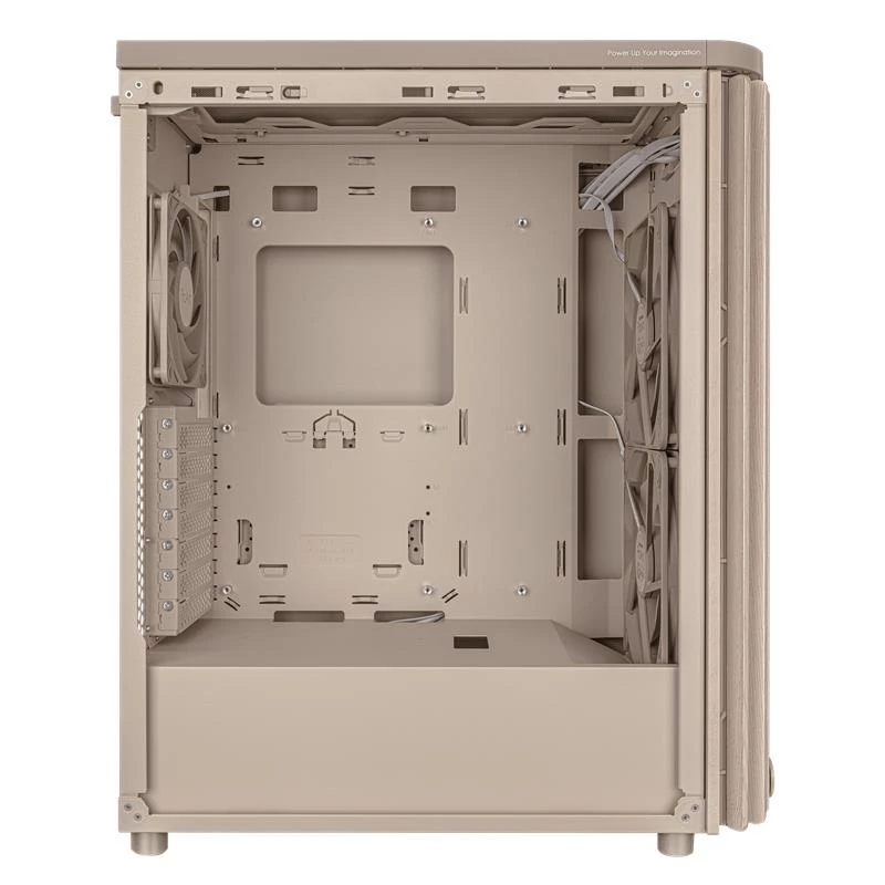 Obudowa PC ASUS ProArt PA401 Wood Mesh PWM Beżowa — ATX, drewno, 2×160 mm przód, 1×120 mm tył, 2×3.5 inch + 2×2.5 inch zatoki