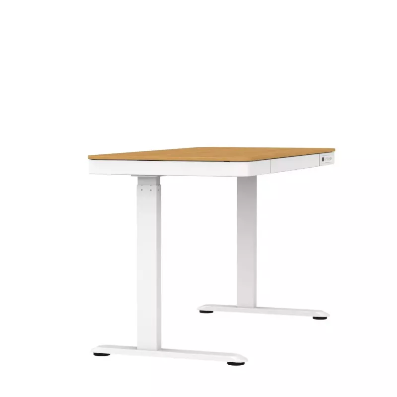 Biurko elektryczne z regulacją wysokości ActiveJet ET119W-C 140x70 cm — 1 silnik, wysokość 725–1225 mm, biały/dąb