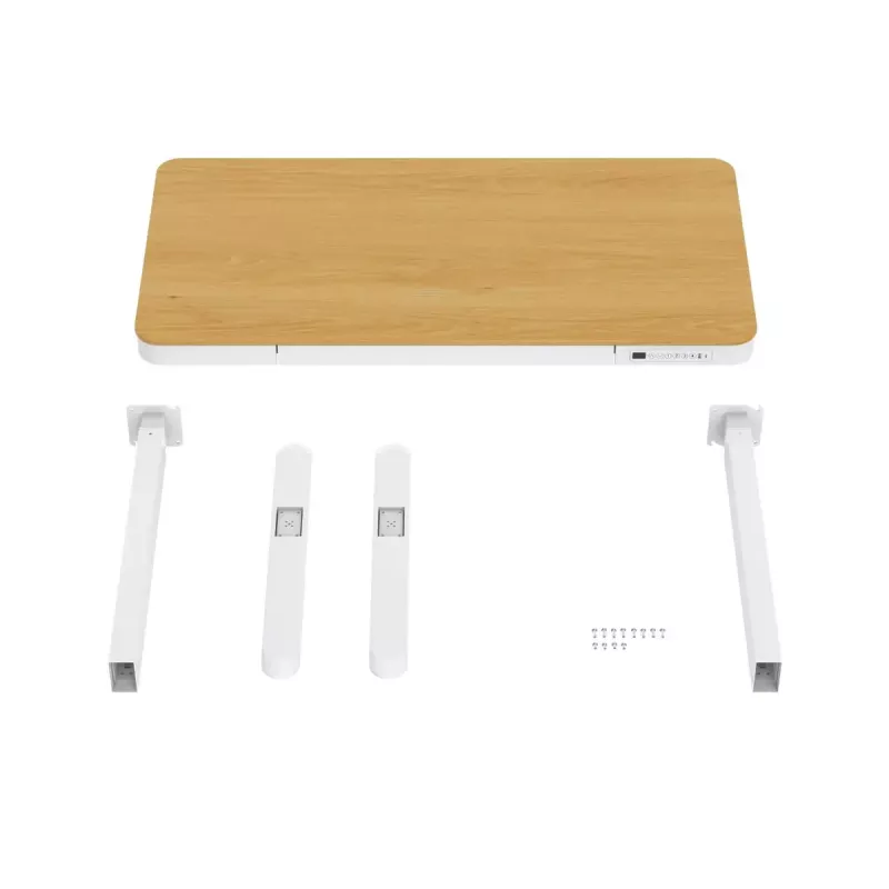 Biurko elektryczne z regulacją wysokości ActiveJet ET119W-C 140x70 cm — 1 silnik, wysokość 725–1225 mm, biały/dąb