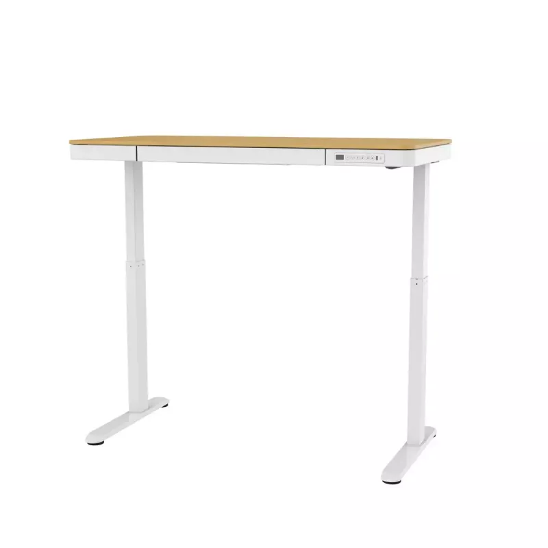 Biurko elektryczne z regulacją wysokości ActiveJet ET119W-C 140x70 cm — 1 silnik, wysokość 725–1225 mm, biały/dąb