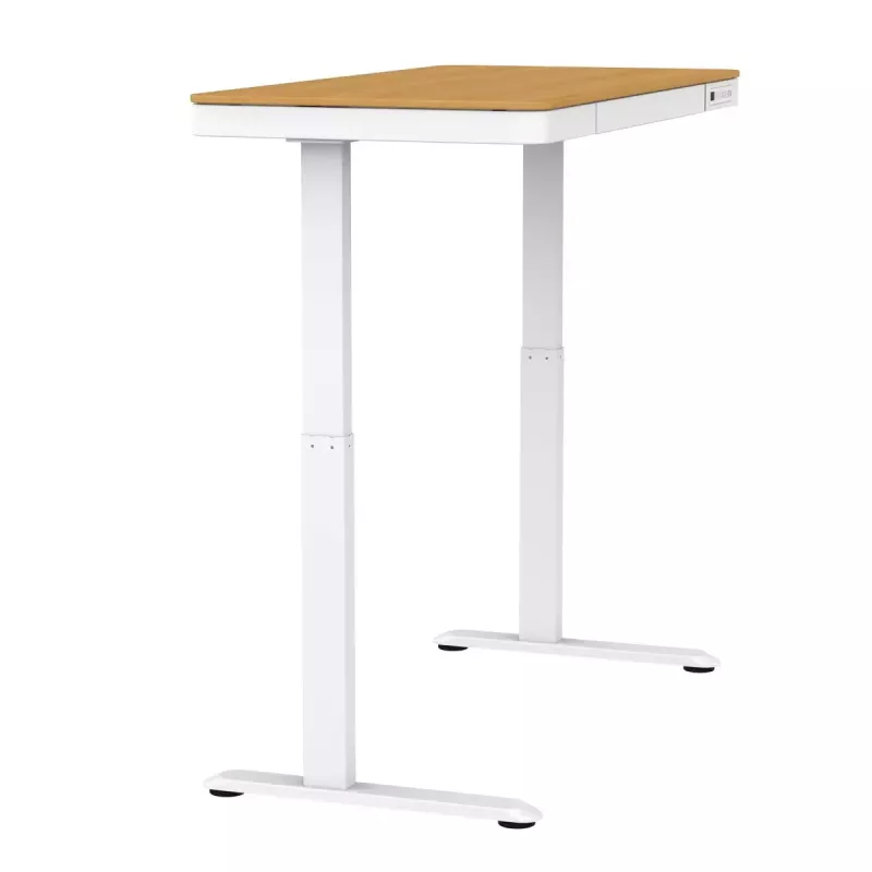 Biurko elektryczne z regulacją wysokości ActiveJet ET119W-C 140x70 cm — 1 silnik, wysokość 725–1225 mm, biały/dąb