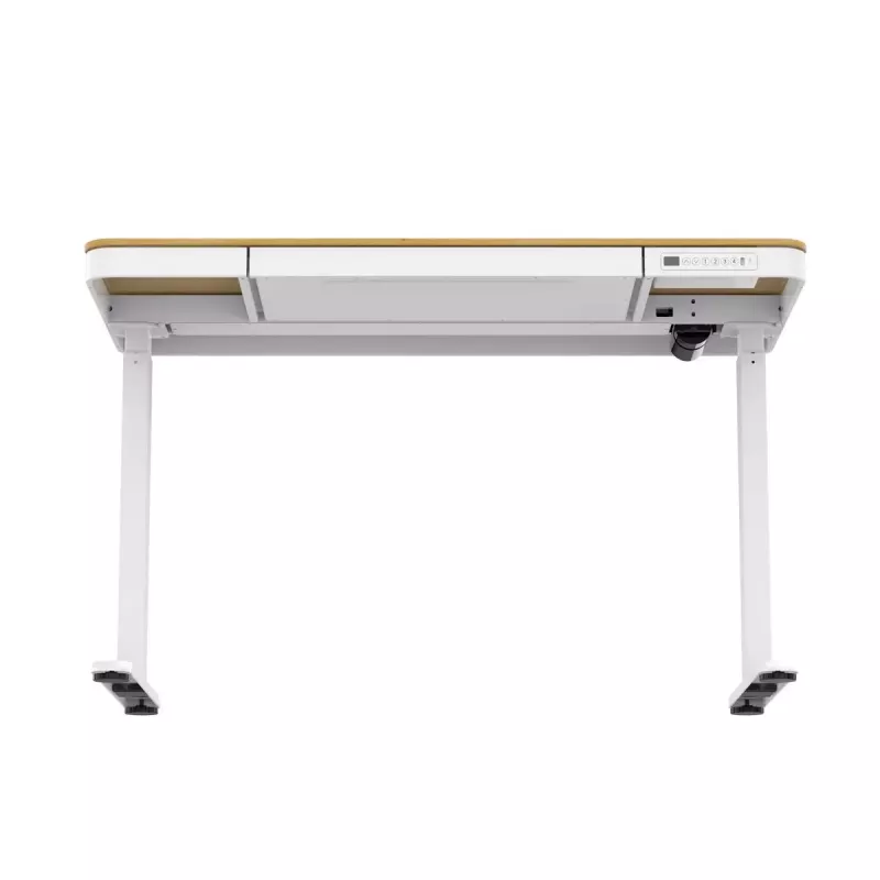 Biurko elektryczne z regulacją wysokości ActiveJet ET119W-C 140x70 cm — 1 silnik, wysokość 725–1225 mm, biały/dąb