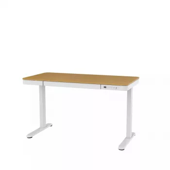 Biurko elektryczne z regulacją wysokości ActiveJet ET119W-C 140x70 cm — 1 silnik, wysokość 725–1225 mm, biały/dąb