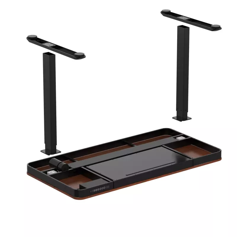 Biurko ActiveJet ET119W-C elektryczne biurko z regulacją wysokości 140x70 cm czarny/orzech z portami USB-A i USB-C