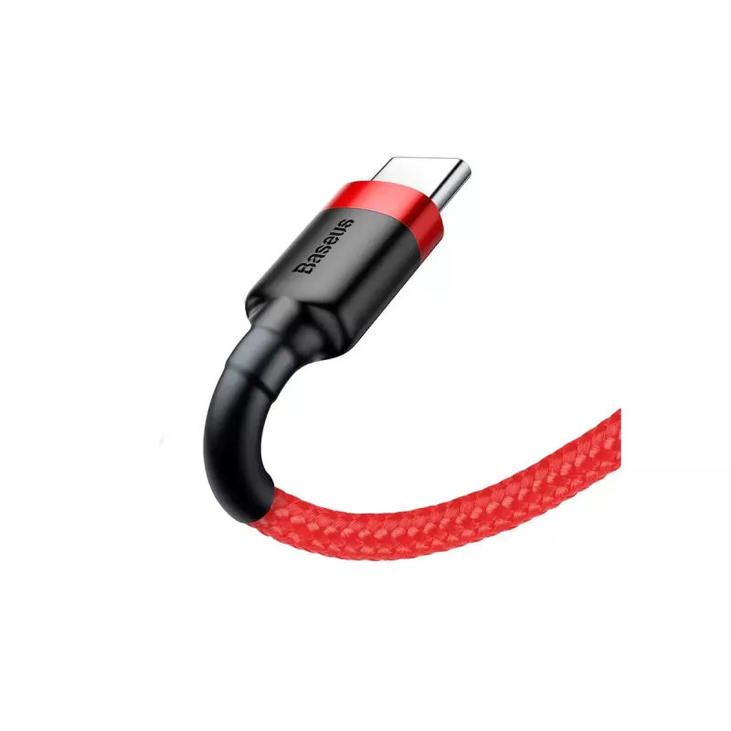 Kabel USB-A na USB-C Baseus Cafule — USB 2.0 A→C, obsługa ładowania QC3.0, oplot nylonowy, czerwony