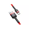 Kabel USB-A na USB-C Baseus Cafule — USB 2.0 A→C, obsługa ładowania QC3.0, oplot nylonowy, czerwony