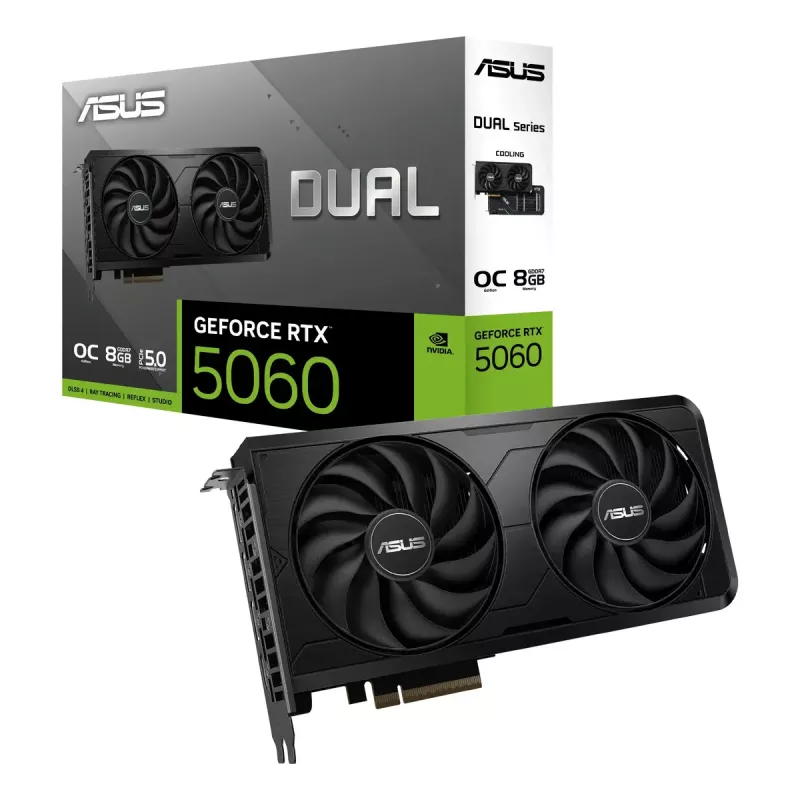 Karta graficzna ASUS GeForce RTX 5060 Dual 8 GB GDDR7, 128-bit, PCIe 5.0, 2 wentylatory