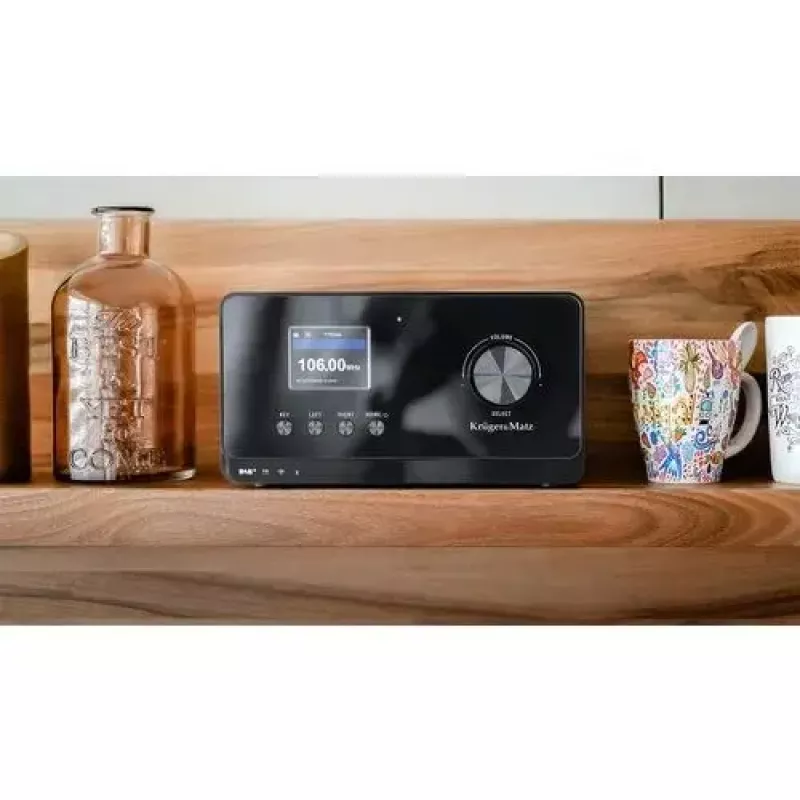 Radio internetowe Krüger&Matz KM0816.1 — czarne, Bluetooth 5.2, FM, 2×7W, 430 stacji, pilot, gniazdo słuchawkowe 3,5 mm