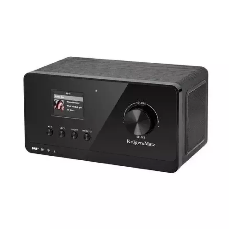 Radio internetowe Krüger&Matz KM0816.1 — czarne, Bluetooth 5.2, FM, 2×7W, 430 stacji, pilot, gniazdo słuchawkowe 3,5 mm