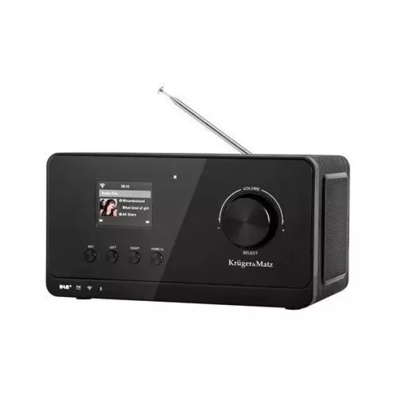 Radio internetowe Krüger&Matz KM0816.1 — czarne, Bluetooth 5.2, FM, 2×7W, 430 stacji, pilot, gniazdo słuchawkowe 3,5 mm