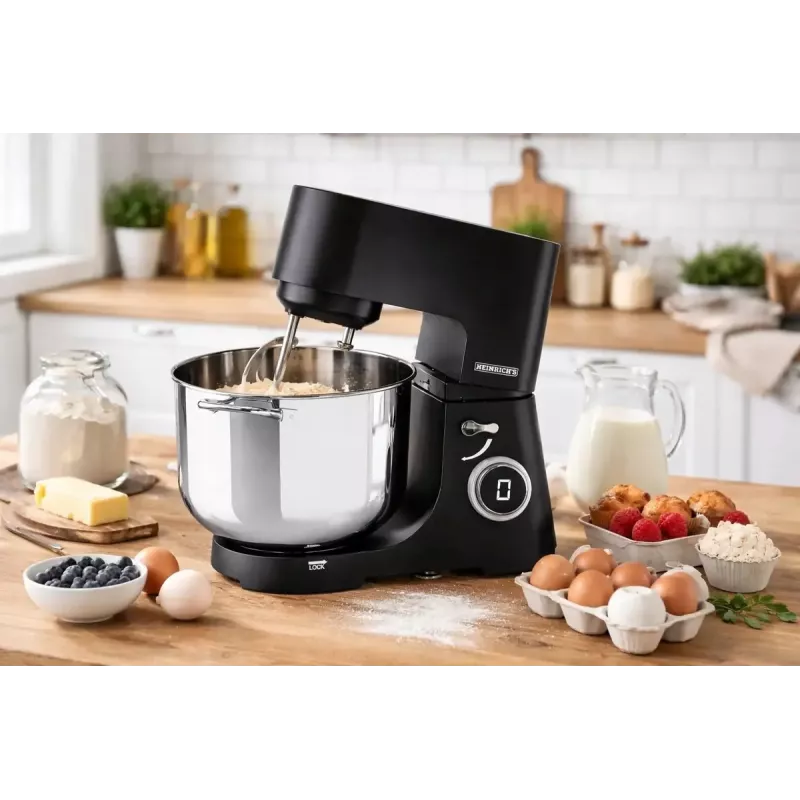Robot kuchenny HEINRICH'S HKM 8150 — wielofunkcyjne urządzenie kuchenne na blat, czarny