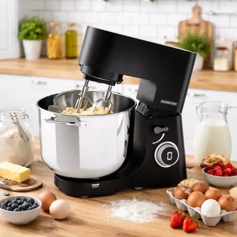 Robot kuchenny HEINRICH'S HKM 8150 — wielofunkcyjne urządzenie kuchenne na blat, czarny
