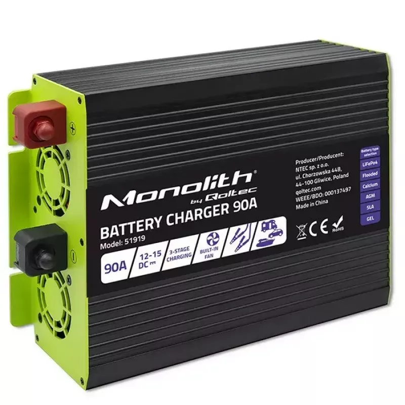 Ładowarka do akumulatorów QOLTEC 51919 90A 12V do LiFePO4 AGM GEL SLA