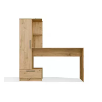 Zestaw biurko z regałem top e shop COSMO Dąb Rzemieślniczy — Blat 115×50 cm, Szerokość 1430 mm, Wysokość 1400 mm, Głębokość 500 mm, 1 szuflada