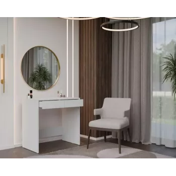 Biurko MARINA 2S, białe, płyta wiórowa, 810×500×800 mm, 2 szuflady, blat laminowany