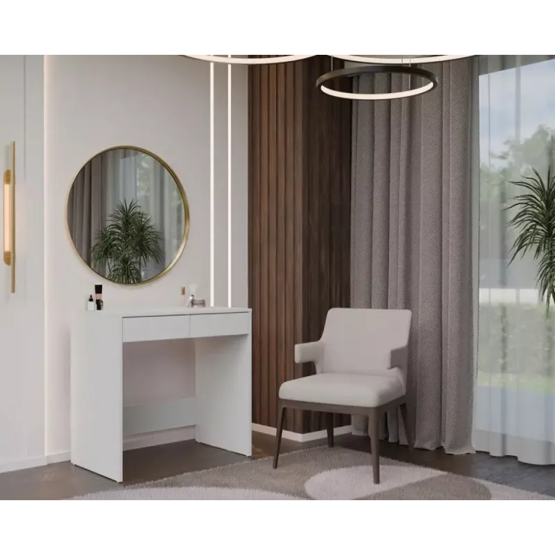 Biurko MARINA 2S, białe, płyta wiórowa, 810×500×800 mm, 2 szuflady, blat laminowany